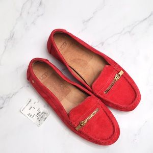 Ugg Davina Driving Loafers Red Suede Size 6
